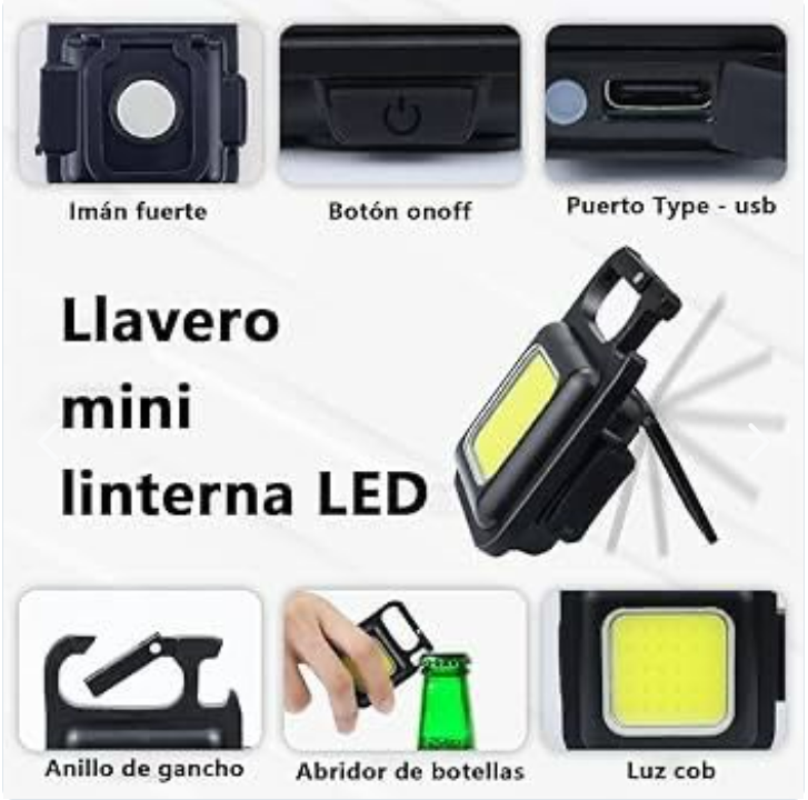 mini linterna llavero recargable multifu